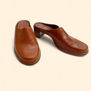ANTONIO MELANI Tan Leather Mules